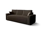ALTDECOR Wohnzimmer Couch mit Schlaffunktion, Polstercouch rückenecht gepolstert, ideal als Gästebett - BALLARO - 230x85x89 cm Dunkelb