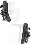 Pyle Deckeneinbaulautsprecher, 16.5cm Deckenlautsprecher Bluetooth, Hochtöner, Flacher Woofer, 200W- 2 Wege Wandlautsprecher, Ceiling Speaker- für Büro Küche Wohnzimmer Heimkino, Stereoanlage, Weiß