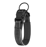 Ledeak Tactical Hundehalsband, Reflektierendes Hunde Halsband mit Hülle für Apple AirTag Anhänger, Verstellbares Welpenhalsband, Nylon Hundehalsband für Große Mittelgroße Kleine Hunde (Schwarz, M)