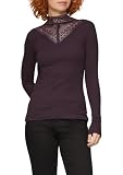 QS Rippshirt mit Spitzeneinsatz und Stehkragen aus Sp
