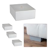 P17| 978 Set 4 Füße + Schrauben | Satiniertes Silber | Höhe 6,5 cm - L. 16x14 cm | Beine für Sofas, Möbel, Schränke, Sessel | Holzfüße für Möb