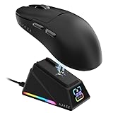 AJAZZ AJ159 APEX 8K Kabellose Gaming-Maus, Magnetische Ladestation mit Screen, Pixart PAW3950 Sensor,Bis zu 42000 DPI, 56g Ultraleicht, 100M Klicks HUANO-Schalter, Tri-Mode Mäuse, für PC/MAC(Schwarz)