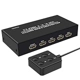 Booso 4K 60Hz -Kompatibler USB-KVM-Umschalter Selector 4 in 1 Out für 4 Stück Gemeinsam Nutzen Monitor Maus Tastatur 4-Port USB HDCP2.2
