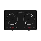Doppel Induktionskochfeld, Tragbare Induktionskochplatte 2 Platten, 20 Temperatur- & Leistungsstufen, Drehregler, Kindersicherung, 4 Std. Timer & Automatische Abschaltung