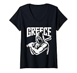 Damen Griechenland Geschenk Flagge Greece Grieche Hellas Athen T-Shirt mit V