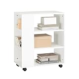 SoBuy® FBT68-W Druckertisch mit 7 Ablagen Rollcontainer Bürowagen Beistellwagen Aktenwagen weiß BHT ca: 60x75x35