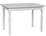 k koma Massiver Kiefernholztisch mit unbehandelter Tischplatte und weißen Tischbeinen – naturbelassenes Design, 120 x 70