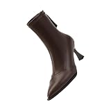Schwarze Stiefel Damen Barfuß Gummistiefel Damen Stiefel mit seitlichem Reißverschluss für Damen, Stiefeletten, kurze Stiefel, Einzelschuhe für Damen, Herbstschuhe MäDchen 38 Stiefel Damen (Brown, 35)