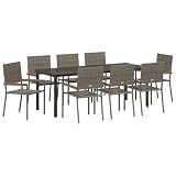 HFXHIJXQ Gartenmöbel Set 9-Teilig Poly-Rattan Essgruppe 200x80 cm mit Kissen Modernes Design Robust und Langlebig für Garten Terrasse Balk