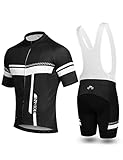 INBIKE Fahrradtrikot Herren Kurzarm Damen Fahrradbekleidung Männer Set Kurz Fahrrad Trikot und Brace Radlerhose mit Sitzpolster(Weiß, M)