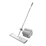 Automatischer Wischmopp, praktischer Bodenwischer flach 0 Hände frei, einfach zu bedienen, waschbarer Mopp mit Edelstahlgriff für Böden Laminatfliesen H