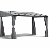 Terrassendach Toledo | Terrassenüberdachung Gartenpavillon lichtdurchflutet Aluminium | Hardtop Pavillon 12 m² - 4 x 3 m (B x T) anthrazit incl. 270° Wind- und Reg