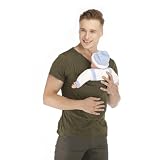 T Shirts Männer Sommer Freizeit Herren Känguru Papa T-Shirt Babytrage Mama Baby Tanktops mit Tasche Shirt V Ausschnitt Kurzarm Leicht T-Shirts Für Herren Slim Fit Tshirt Herren Atmungsak