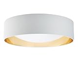 Alpinaluz LED-Deckenleuchte, Ø 40 cm, weißer Textilschirm und goldfarbener Innenraum, 24 W, 2400 lm, CCT dimmbare Beleuchtung (3000 K/4000 K/6000 K), modernes und elegantes Desig