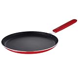 RENBERG Jazzy RED | Pfanne Antihaftbeschichtet in Rot mit 24 cm Durchmesser und 1,8 cm Hoch | Aus Gepresstem Aluminium | Soft Touch Griff | Induktionsgeeig