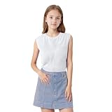 Sportweste für Mädchen, einfarbig, ärmellos, mit hohlem Rücken, Kinder-Rundhalsausschnitt, Sommer-T-Shirt, Baumwolle, 1–9 Jahre, weiß, 3 J