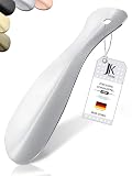 JK Trade® 19cm STABILER Edelstahl Schuhlöffel | 1.5mm polierter Metall Schuhanzieher zum Reisen | Schuhlöffel klein für Unterwegs | optimierte Länge & Breite | Shoe Horn | Business | Aufhängb