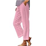 Leichte Sommerhose Damen Leinen - Freizeithose Damen Sommer Leicht Große Größe Gerades Bein Stoffhose Haremshose High Waist Leinenhose Freizeithose Leicht Und Luftig Schlupfhose Palazzohose Pump