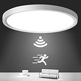 Oraymin Lampe Deckenlampe mit Bewegungsmelder Innen, 24W 2400LM Rund Deckenlampe mit Bewegungssensor Innen, Ø30CM Ultra Dünn 4000K LED Deckenleuchte Sensor als Flur/Balk
