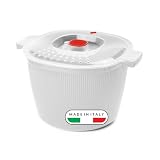 Snips - Microwave Nudelschüssel, Mikrowellen Kartoffelkocher 4L, Dampfgarer für Kartoffeln Pastakocher mit Deckel und Griffen, Mikrowelle Nudelkocher 26,5x22x16,5 Spülmaschinenfest Weiß, Made in Italy