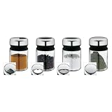 WMF Depot Gewürzstreuer Set 4-teilig, 100ml, Gewürzdose, Gewürzstreuer Glas, Gewürzglas, Glas, Cromargan Edelstahl, spülmaschinengeeig
