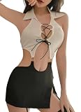 MIZSPISE Büro Sexy Dessous Set Sekretär Outfit für Damen Cosplay Kostüm Sekretärin Reizwäsche Dehnbar Minirock Lingerie Body Unterwäsche Frauen Rollenspiel Babydoll Negligee mit String