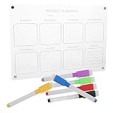 MINAOLULUS 1Satz Magnetisches Acryl Wochenplaner Board für Kühlschrank Wiederverwendbare Schreibtafel mit Trockener Löschfunktion für Organisation Menüplanung und Aufgabenmanag