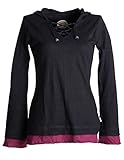 Vishes - Alternative Bekleidung - Lagenlook Longsleeve Shirt mit Zipfelkapuze schwarz 42/44