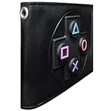 PocketGear PS Play Lebe in Deiner Welt, Spiele in Unserer Station Retro Konsole Geldbörse/Geldbeutel Bi-Fold ID & Kartenhalter, Schw