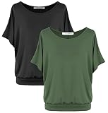 Van Der Rich ® - (2 Stück Tshirt Tops Oberteile Kurzarm Bluse - Damen (NKhaki, XXL)