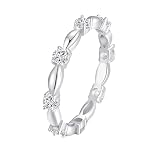 Whoiy Ringe 585 Weissgold Damen Gr. 60 (19.1), Verlobungs Ringe Echtgold Moissanite Eheringe Elegant Goldring für F
