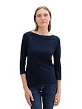 TOM TAILOR Damen Basic T-Shirt mit 3/4-Arm, 11789 - Real Navy Blue 1, L
