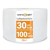 versando Luftpolsterfolie 100m x 0,3m Versand, Verpackung, Umzug Noppenfolie Bubble Wrap LPF Rolle 2-schichtig