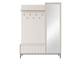 Mirjan24 Garderoben-Set Ozmi 1D1K, praktische Wandgarderobe mit 7 Kleiderhaken, Schrank mit 8 Fächer und Schuhschrank geeignet als Flurgarderobe (Cashmere)