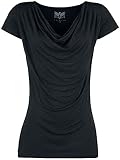Black Premium by EMP Damen schwarzes Basic T-Shirt mit Wasserfall-Auschnitt XXL