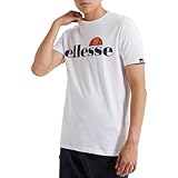 Ellesse Herren Prado T-Shirt mit großem Logo, Kurzarm, Rundhals, Regular Geschnitten, Weiß, L EU