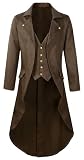 Maeau Herren Vintage Frack Mittelalter Smoking Renaissance Mantel Steampunk Gothic Jacke Retro Viktorianische Jacke Punk Mantel Weich Atmungsaktiv Piraten Party Outfits, hellbraun, S