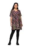 Ulla Popken Damen Shirttunika, Gemustert Tunika, schwarz, 50-52