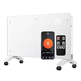 DONYER POWER 2000W Konvektor-Heizung, Ultra-dünne Wandmontage oder freistehend, 24H Timer-Fernbedienung mit WiFi-Verbindung, Ultra-weiße Glasscheib