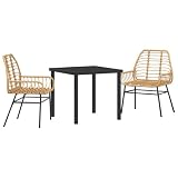 HFXHIJXQ 3-teiliges Gartenmöbel-Set Braun Poly-Rattan 140 x 80 cm Tisch 4 Stühle 60 x 51 x 86 cm Modernes Design Robust UV-beständige Lounge Balkonmöbel Outdoor Essgruppe für Terrasse Balk