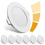 LED Einbaustrahler ultra Flach 230V LED Spots 3 stufe Dimmbar Einbauleuchten 6er Set IP44 Deckenspots 6W Neutralweiß Deckenstrahler 4000K für Wohnzimmer Badezimmer Einbautiefe 26