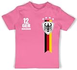 Baby T-Shirt Mädchen Jungen - 2024 Fussball EM Fanartikel - Germany WM Fan Deutschland - 12/18 Monate - Pink - t Shirt fußball fusball Geschenke Kind Deutscher Nationalmannschaft Trikots 2024