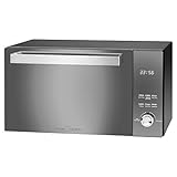 ProfiCook® Mikrowelle mit Grill | Mikrowellengerät mit großem 23 liter Garraum | Microwelle ohne Drehteller | Mikrowelle 1000 Watt Grillleistung | vertikalöffnende Spiegeltür | PC-MWG 1204 schw