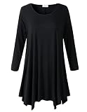 LARACE Damen-Tunika mit 3/4-Ärmeln, lockeres Basic-Shirt - Schwarz - 6X