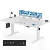 Homall Höhenverstellbarer Schreibtisch 180x80 cm, Schreibtisch Höhenverstellbar, Elektrischer Schreibtisch mit Vierteilige Tischplatte, Computertisch mit Memory Funktion,Standing Desk