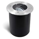 SSC-LUXon JUAVI Bodeneinbaustrahler aussen schwenkbar IP67 - mit LED GU10 3W warmweiß 230V - Bodenspot befahrb