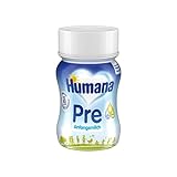 Humana Anfangsmilch Pre trinkfertig, von Geburt an, trinkfertige Säuglingsmilch, zusätzlich zur Muttermilch oder als alleinige Pre Nahrung, Babynahrung mit DHA und nur Laktose, 24 x 90
