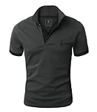 GLESTORE Kurzarm Poloshirt Herren T Shirt Männer Hemd Herren T-Shirt Sommer Polo Shirt Grau&Schwarz 3XL