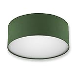 REV Deckenleuchte - Deckenlampe rund 30cm mit Stoff-Lampenschirm im modernen Look – ideal für Schlafzimmer, Wohnzimmer & Kinderzimmer, dunkelgrü