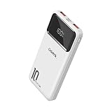 Odetrik Externer Akku 10000mAh Powerbank 22.5W PD Schnellladung QC 3.0 mit LCD Display Kompatibel mit Smart Phone Tablet (Weiß)